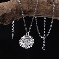 japanese retro simple ins fashion indian chief coke bottle cap pendant male personality sterling silver necklace female