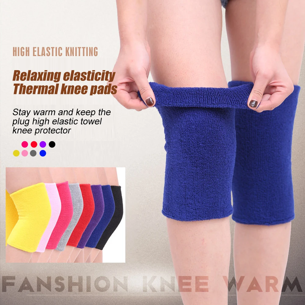 

1Pair Elastic Towel Knee Pads Dance Protection Cover Winter Warm Thermal Knee Sleeves for Joint Pain Arthritis Relief Women Men