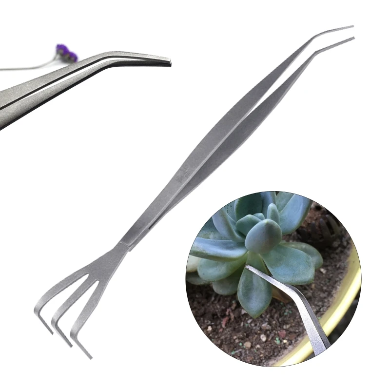 

Bonsai Tools 2 in 1 Stainless Steel Bonsai Tree Tool Tweezers Weeder Garden Root Rake for Gardening Lawns Farming Tool R9UF