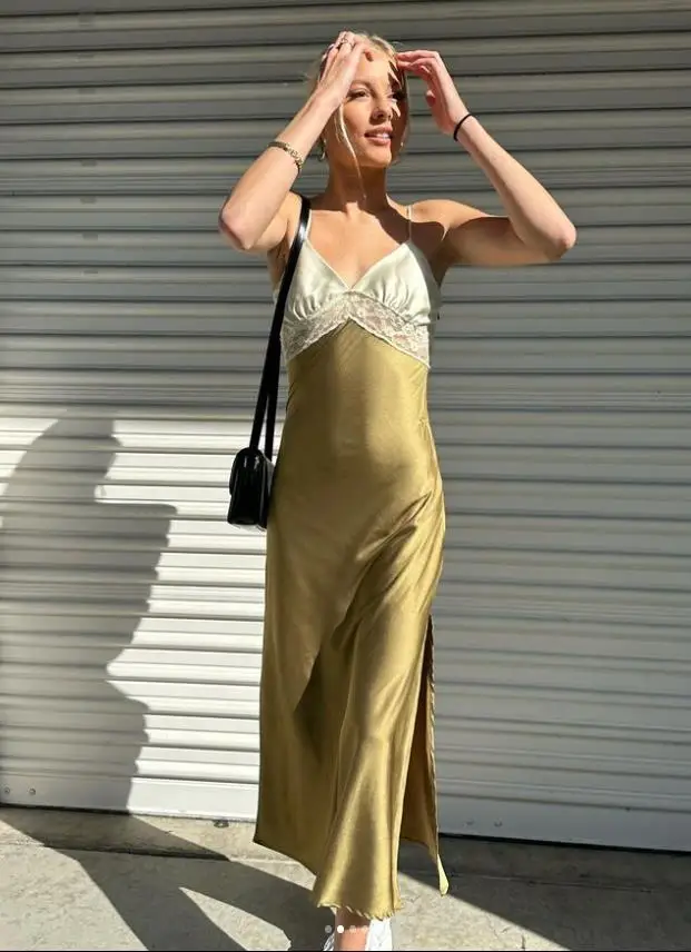 

Сексуальное женское платье, шикарное свободное кружевное лоскутное длинное платье с V-образным вырезом, женские летние модные женские платья