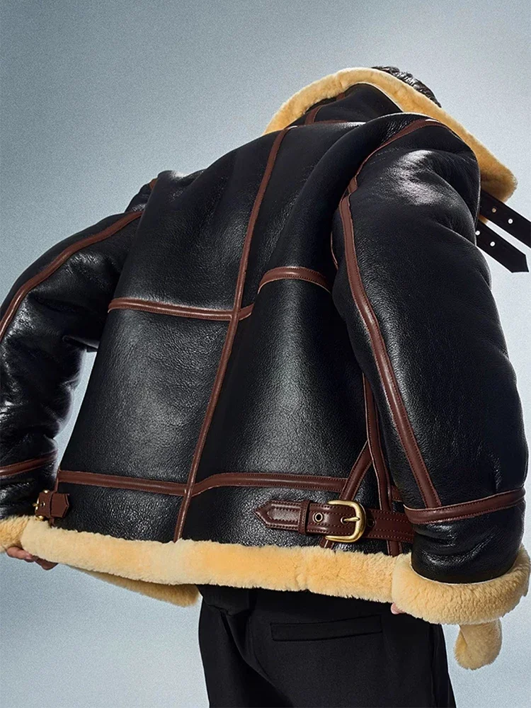 Роскошная мужская куртка из овечьей шерсти мериноса новинка 2024 утолщенные