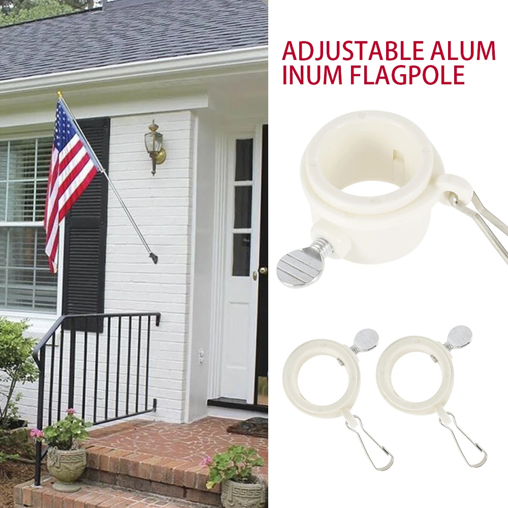 

2 Pack Flagpole Mounting Rings Set Anti Wrap 360° Rotatable Flag Pole Rings Spinning Flag Pole Clips with Carabiner for