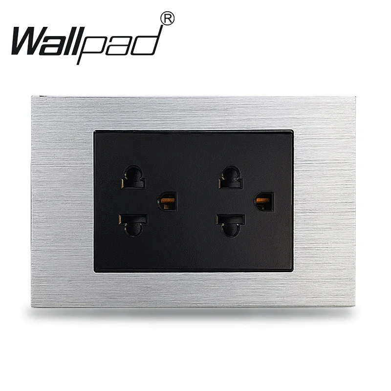 Silver Double US Socket 118*72mm Wallpad L3 Aluminum Frame 2 USA Canada Thailand Universal Wall Electric Power