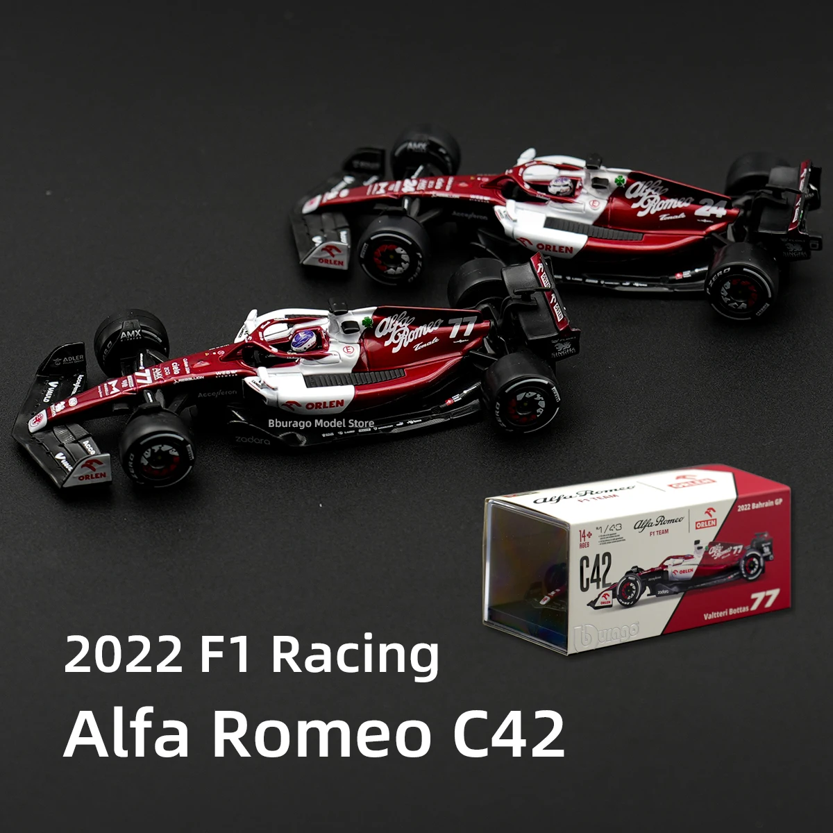 

Bburago 1:43 2022 Alfa Romeo C42 McLaren MCL36 F1-75 RB18 W13 F1 Formula Racing Car Static Diecast Alloy Model Car Acrylic Box