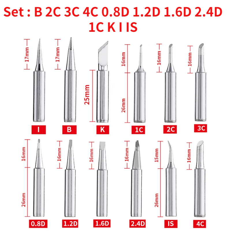

5/12 шт., набор бессвинцовых паяльных головок 900M-T, I + B + K + 2,4D + 3C, паяльник внутри, горячее электрическое паяльное жало, инструмент
