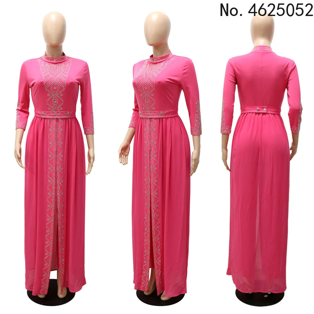 

2 Piece Set Women African Clothes Dashiki Diamond Fashion Tops Pants Trousers Suits Plus Size Party Dresses for Lady Outfits
