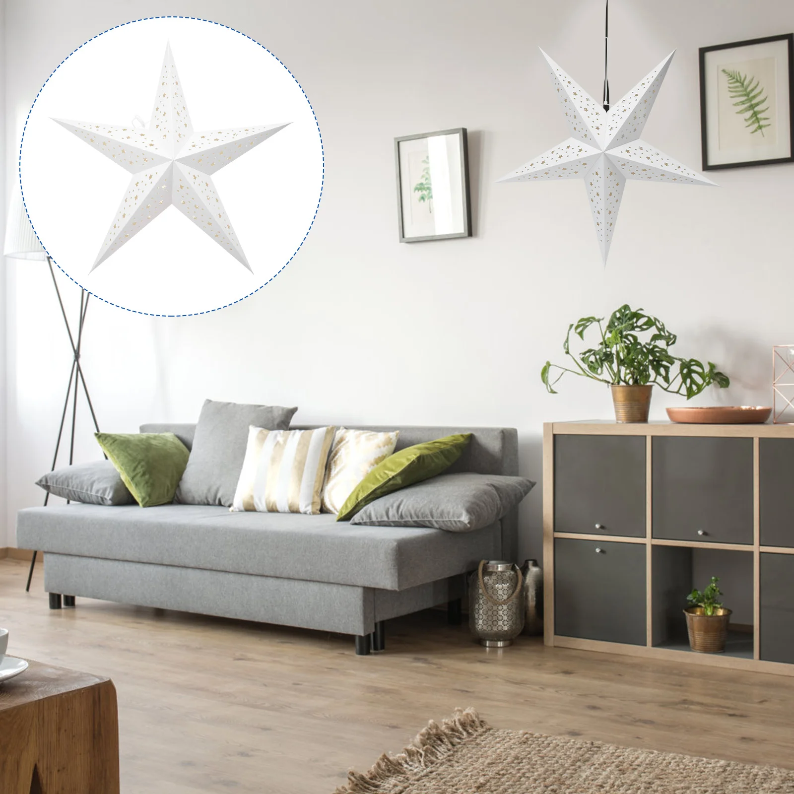 

Star Paper Lantern Hanging Lamp Christmas Lampshade Ceiling 3D Pentagram Shade Ornament Garland Light Tree Lanterns Out Hollow