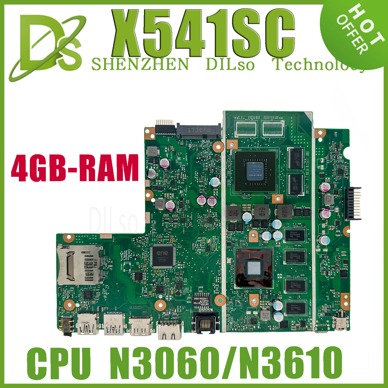 KEFU X541SC Материнская плата ASUS X541S X541 A541SC F541SC D541SC R541SC Материнская плата ноутбука W/N3060 N3710 Процессор 4GB-Memory GT810M