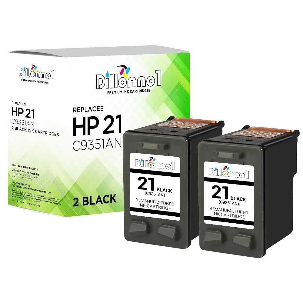 2 упаковки черных чернил для HP 21 для Deskjet D1320 D1360 D1400 D1550 D2320 D2360 D2400