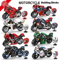 racing motorcycle building blocks city constructor set moto moc motorbike vehicles bricks games montessori toy for boy