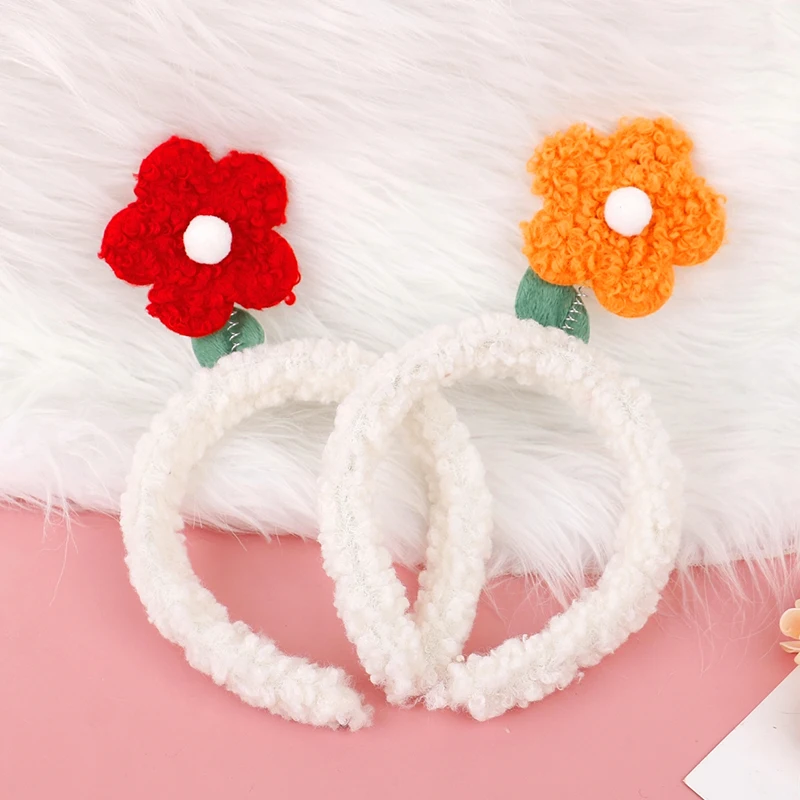 

Women Girls Cute Plush Flower Crab Crown Hairbands Lovely Hair Decorate Lambswool Headband Hair Hoops Fashion Hair Accessories