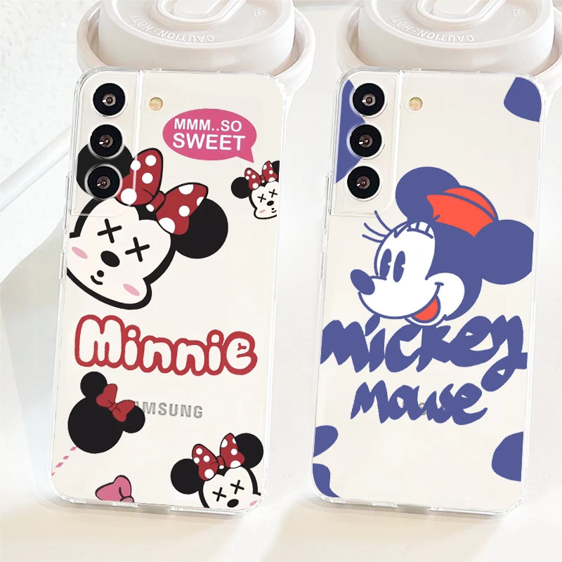 

Couple Mickey Minnie Hot Phone Case For Samsung S22 S21 S20 FE Ultra Pro Lite S10 S10E S9 S8 S7 Plus 5G Transparent Cover