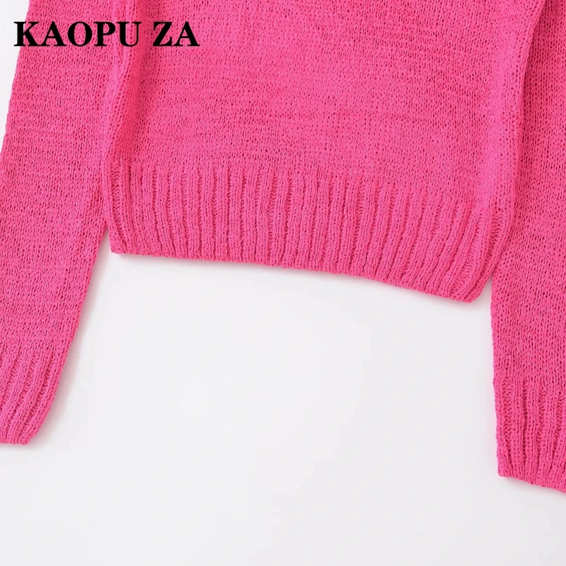 KAOPU ZA 2024 осень новый милый курортный стиль красный вязаный свитер с длинным