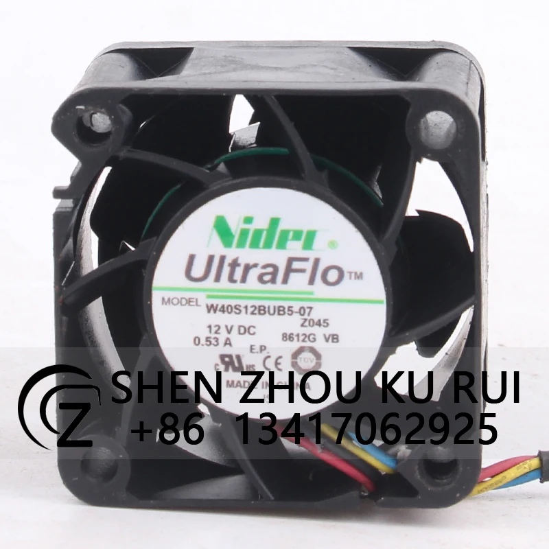 

Case Fan Dual Ball Bearing for NIDEC W40S12BUB5-07 40*40*28MM 12V 0.53A 4028 High Airflow Server Cooling Fan