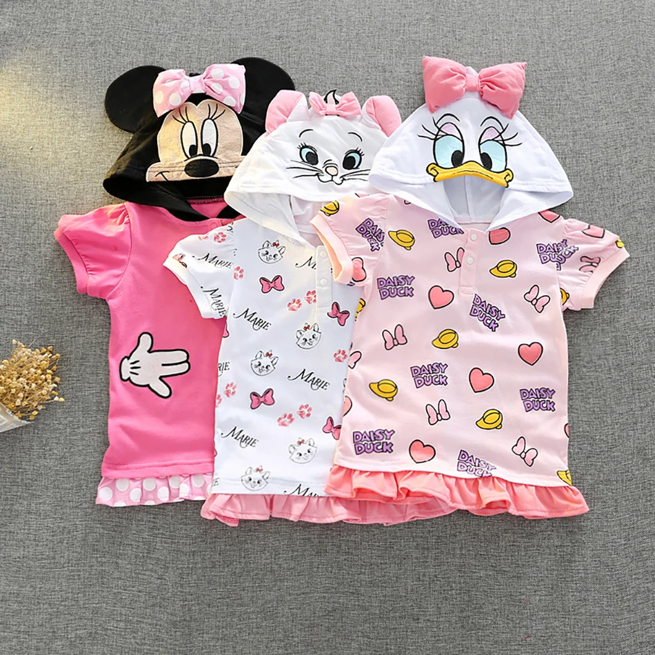 

2022 Children's T-Shirt Disney Minnie Mickey Clothes Cotton Infant Girls Boys Hooded Kids T-Shirt Tops Tee For 2-6 Years
