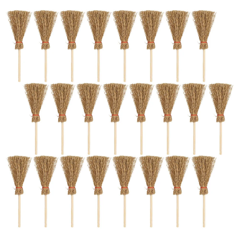 

50 Pcs Halloween Decorations Fairy Garden Playhouse Accessory Figurines Simulation Dining Brooms Wood Miniature Cleaning Tool
