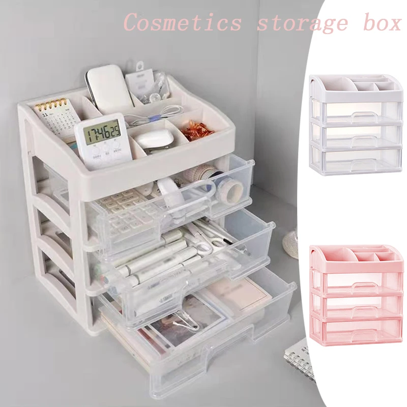 

3 Tier Desktop Makeup Case Holder Drawers Home Cosmetic Organizer Multi-Layer Drawer Type Storage Box Arrangement Shelving