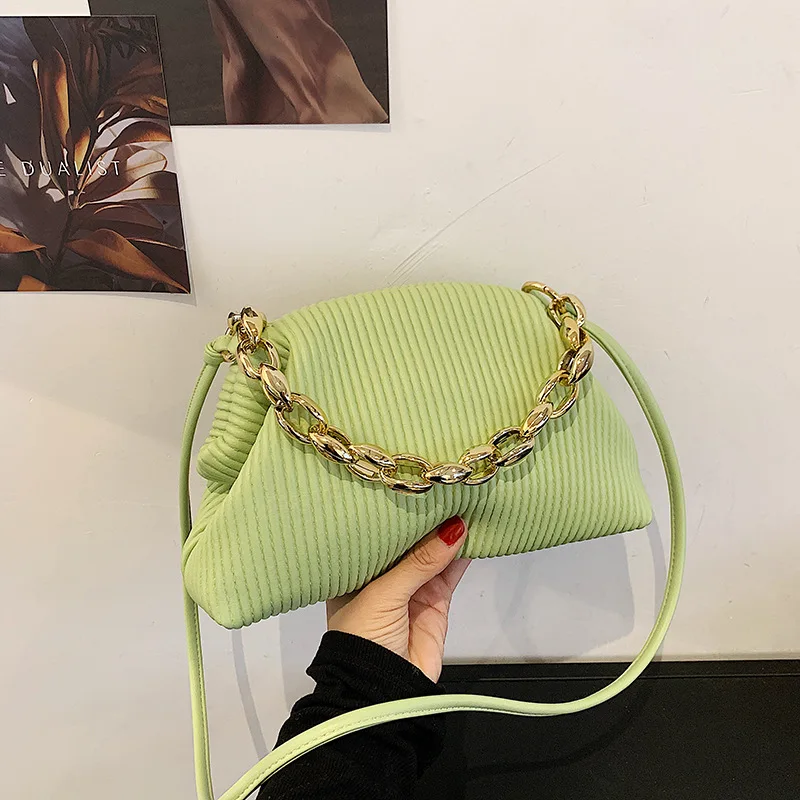 

Роскошная дизайнерская сумка через плечо для женщин, сумочка из высококачественной кожи с цепочкой в форме облака, зеленая сумка через плечо, сумки-хобо