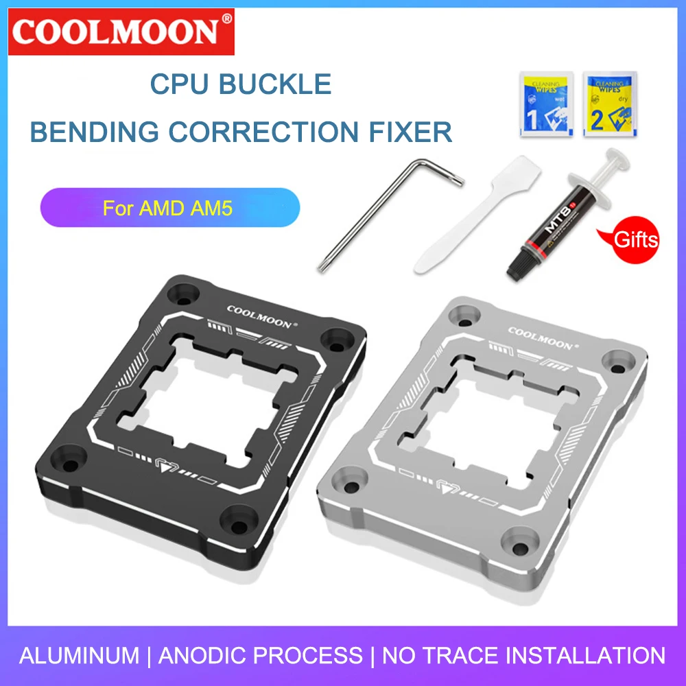 

Coolmoon Anti-Fall For AMD AM5 CPU Buckle Fixer Aluminum Contact Frame CPU Bend Corrector For AMD AM5