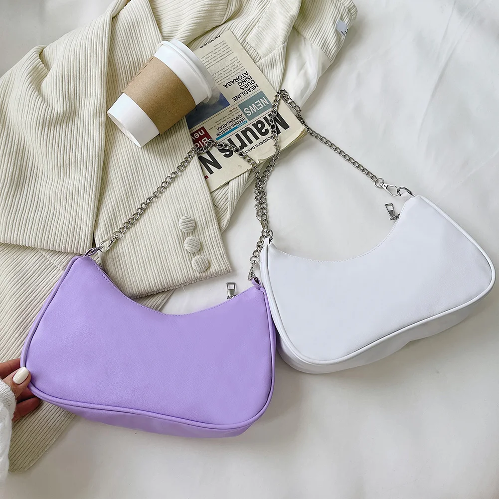

Fashion Women PU Leather Solid Color Underarm Shoulder Bag Casual Ladies Chain Small Handbags Purse Exquisite Shopping Bag