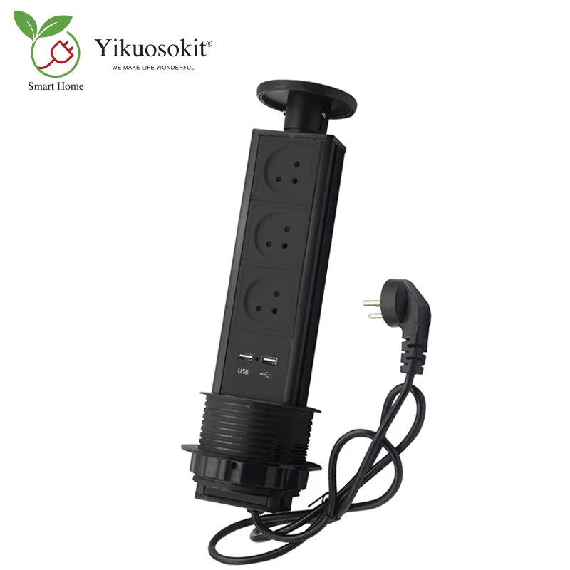 

Выдвижная Встроенная Шестигранная розетка с одним ключом, с 3 штепсельными розетками из Израиля, 2 USB для кухни, дома, мобильного телефона