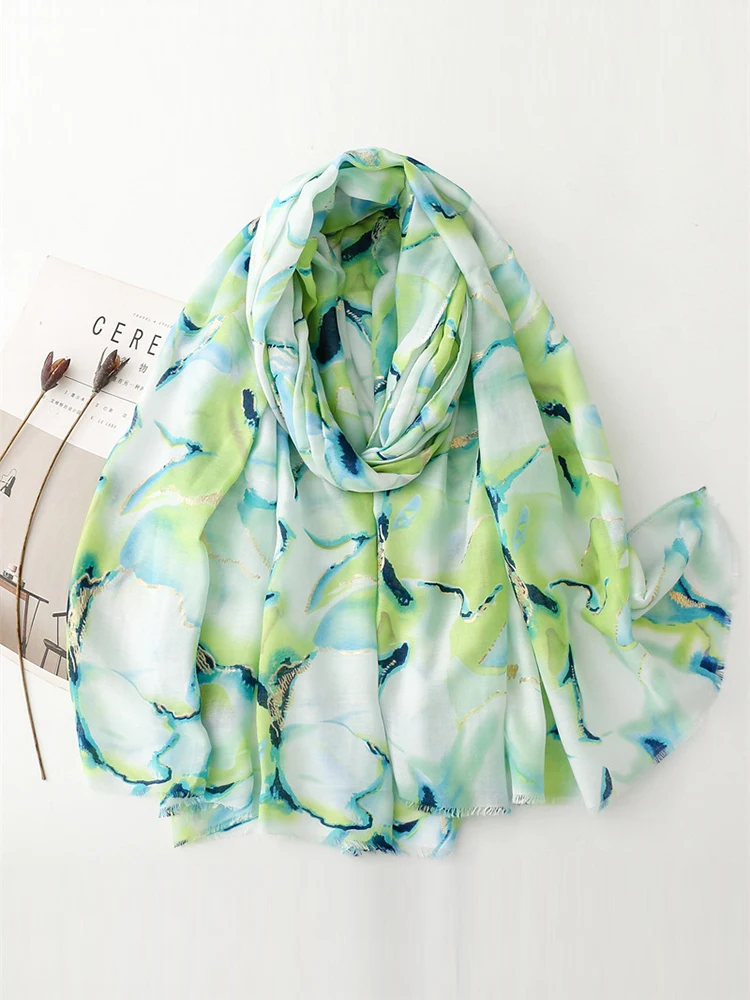 Элегантный женский шелковый шарф на лето Пляжная шаль милый богемный хиджаб с