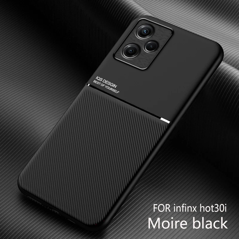

For Infinix Hot 30 i Case Car Magnetic Absorber Luxury Cross Stripe Phone Case For Hot 30i 30 Shockproof Bumper Cover Funda