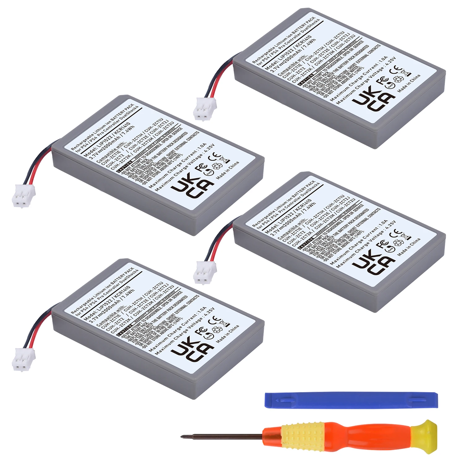 4x 3.7V 2000mAh For SONY PS4 PS4 PRo slim LIP1522 Dualshock 4 V1 V2 Wireless Controller Playstation GamePad Rechargeable Battery