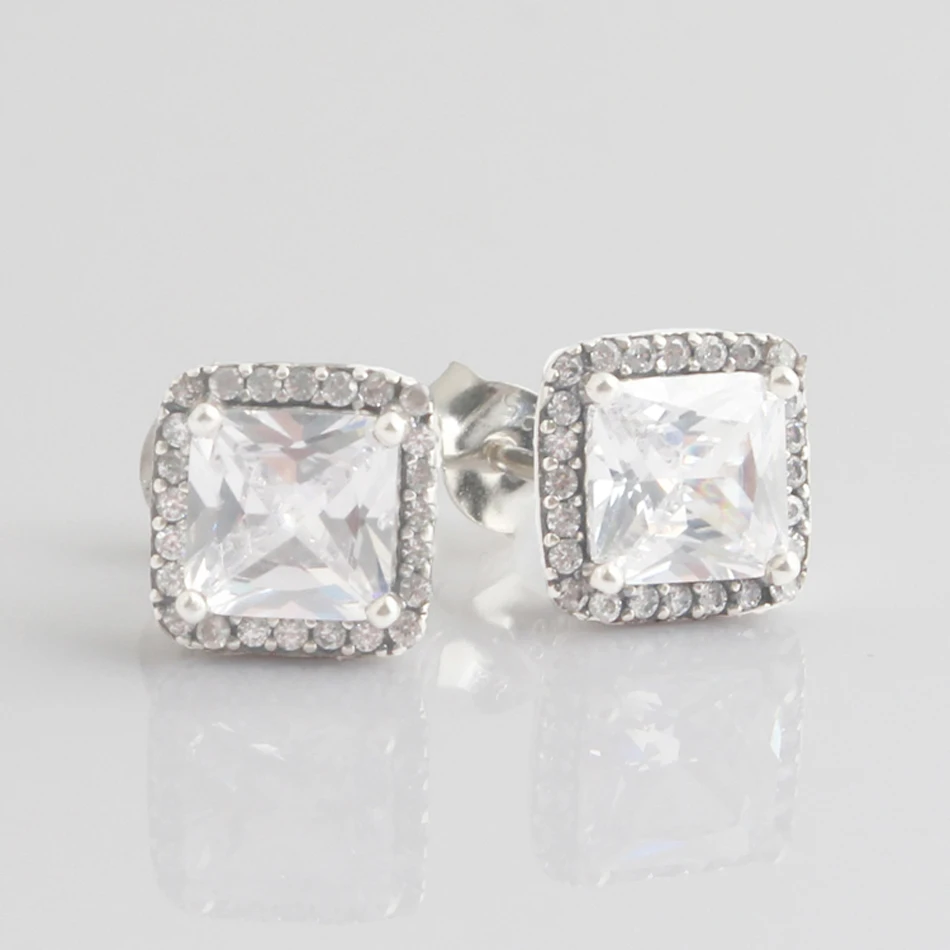 

Timeless Elegance Crystal Stud Earring For Women Authentic S925 Sterling Silver Jewelry Lady Girl Birthday Gift