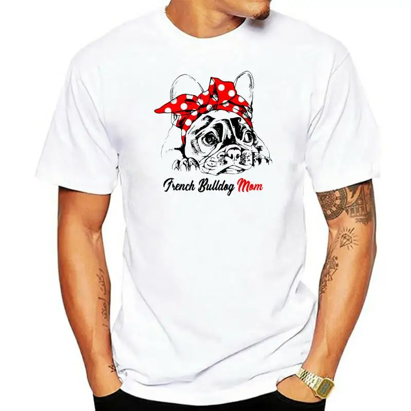 

2022 Summer T Shirt French Bulldog Mom Red Bandana Men T-shirt Gift Dog Lover