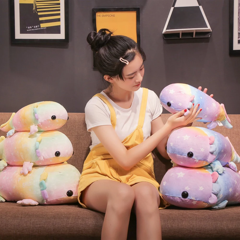 

1pc 37/46/58cm Colorful Plush Salamander Plush Toys Stuffed Down Cotton Giant Dinosaur Fish Dolls for Kids Soft Pilllows Gifts