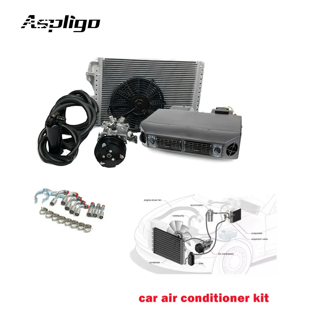 

Aspligo Universal Car Air Conditioner Compressor Under Dashboard Evaporator Kit Automotive Air Conditioning Heat Cool System