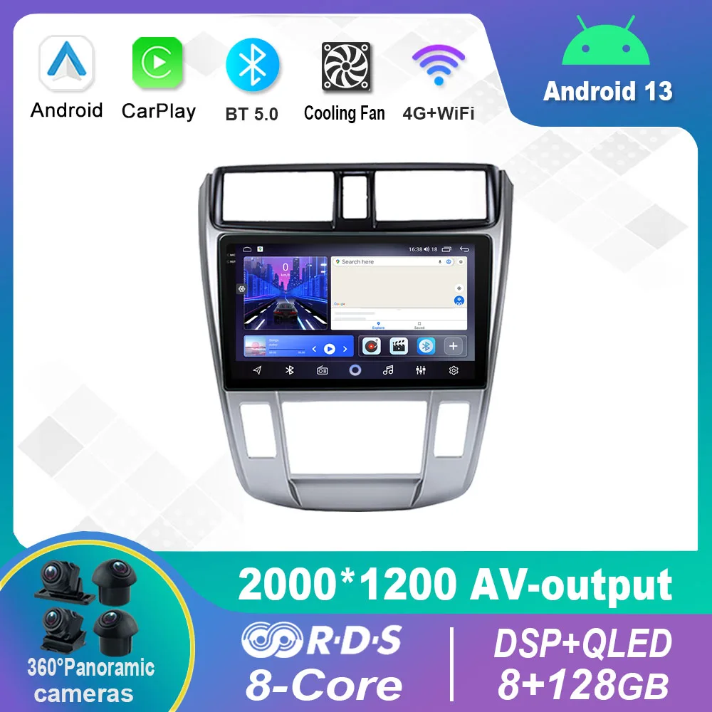 

Android 13.0 Car Radio Multimedia Video Player Navigation stereo For Honda City 2008-2014 GPS Carplay 4G WiFi