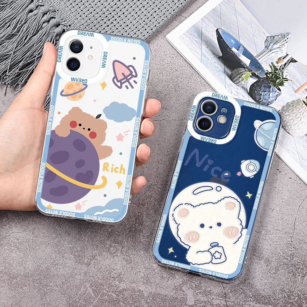 

Cute Bear Painted Phone Case For Iphone 13 11 12 Pro Max Cover Funda For Iphone XS Max XR X 7 8 6 6s Plus Cartoon Animals Case
