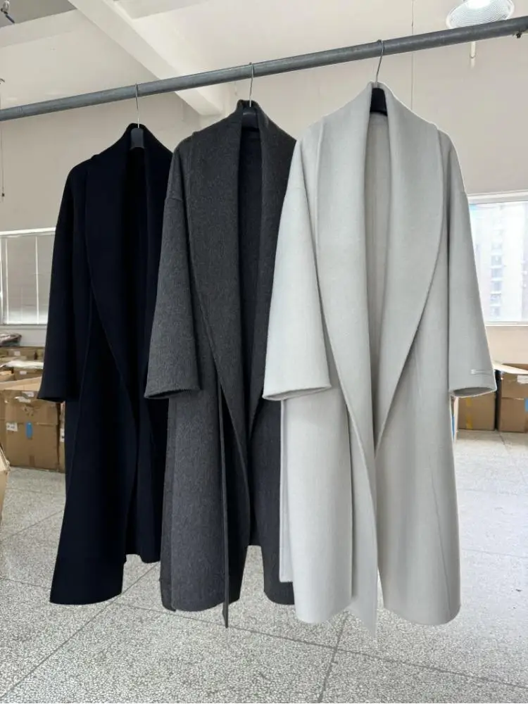 Женское двухстороннее шерстяное пальто