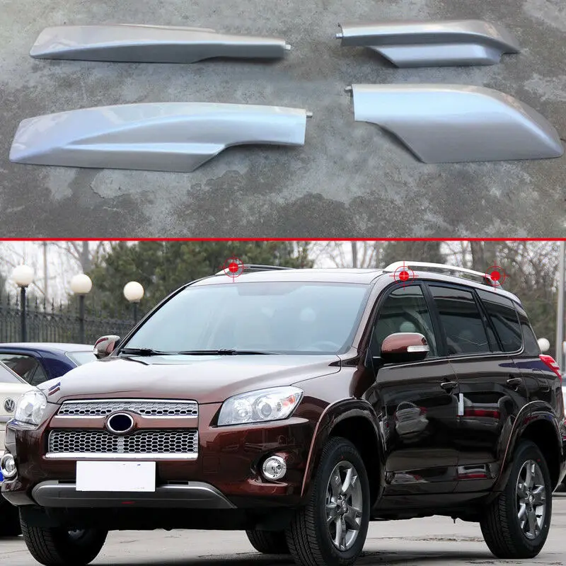 

Silver Roof Rack Bar End Cover Shell Replace 4pcs For Toyota RAV4 2006 - 2012