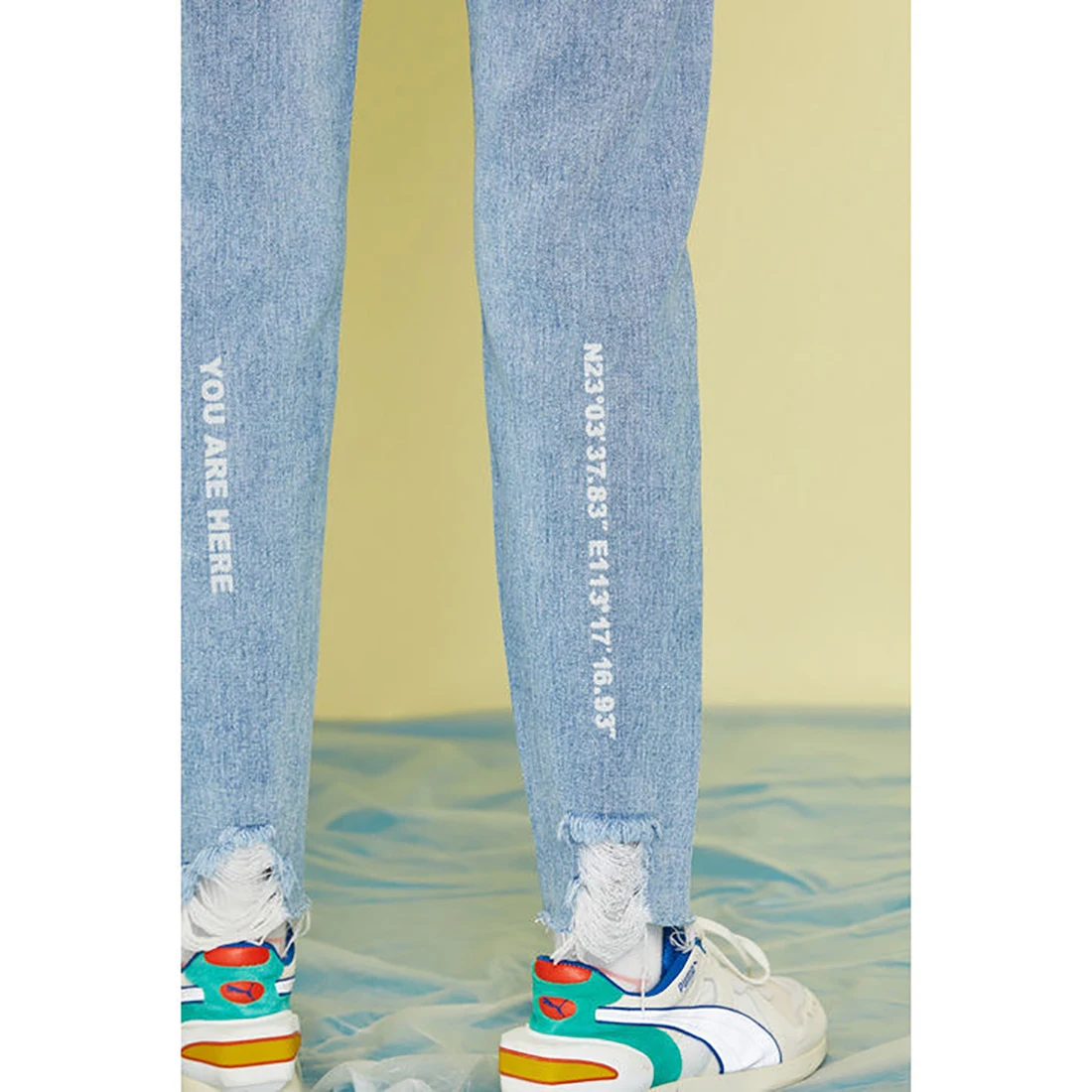 ATSUNNY HIP HOP Fashion Harajuku Jeans Streetwear Vintage Casual Straight Versatile Ripped Casual Pants Raw Edge Straight Pants