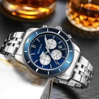 2022 new luxury brand mens clocks business fashion luminous multifunctional stainless steel quartz waterproof chronograph watch