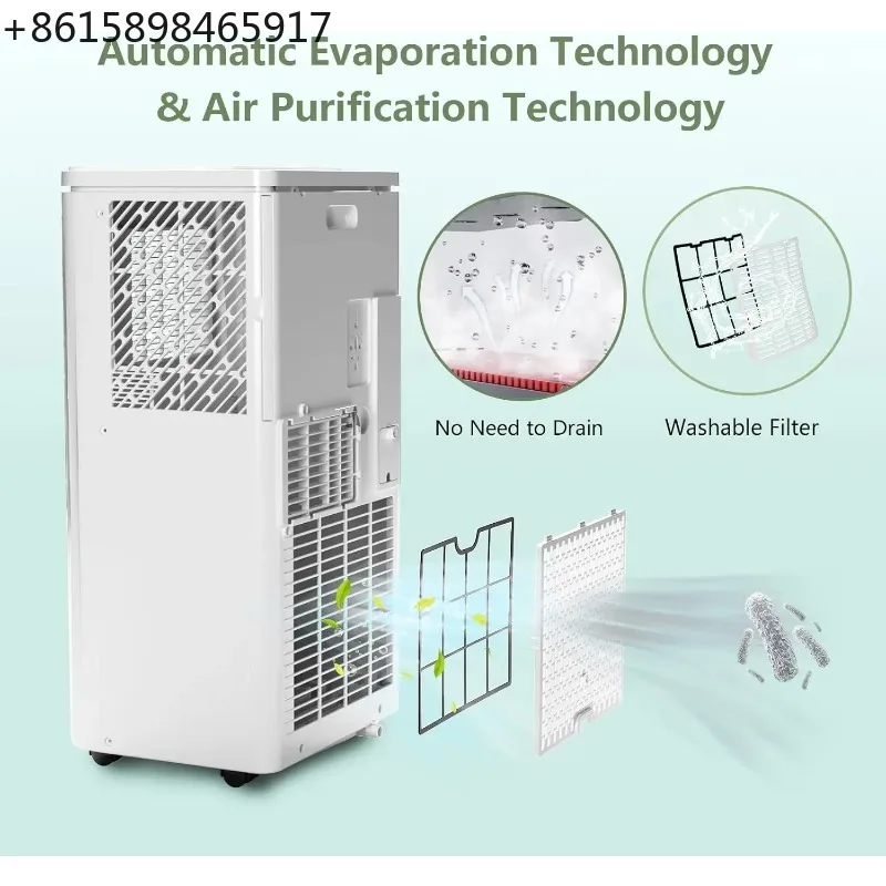 Портативный кондиционер 8000 BTU для дома с комплектом для оконной установки, 3-в-1: охлаждение, осушение, вентиляция, для помещений до 42 кв.м, быстрая работа (art.: 3920dc841ea65) - 3920dc841ea65