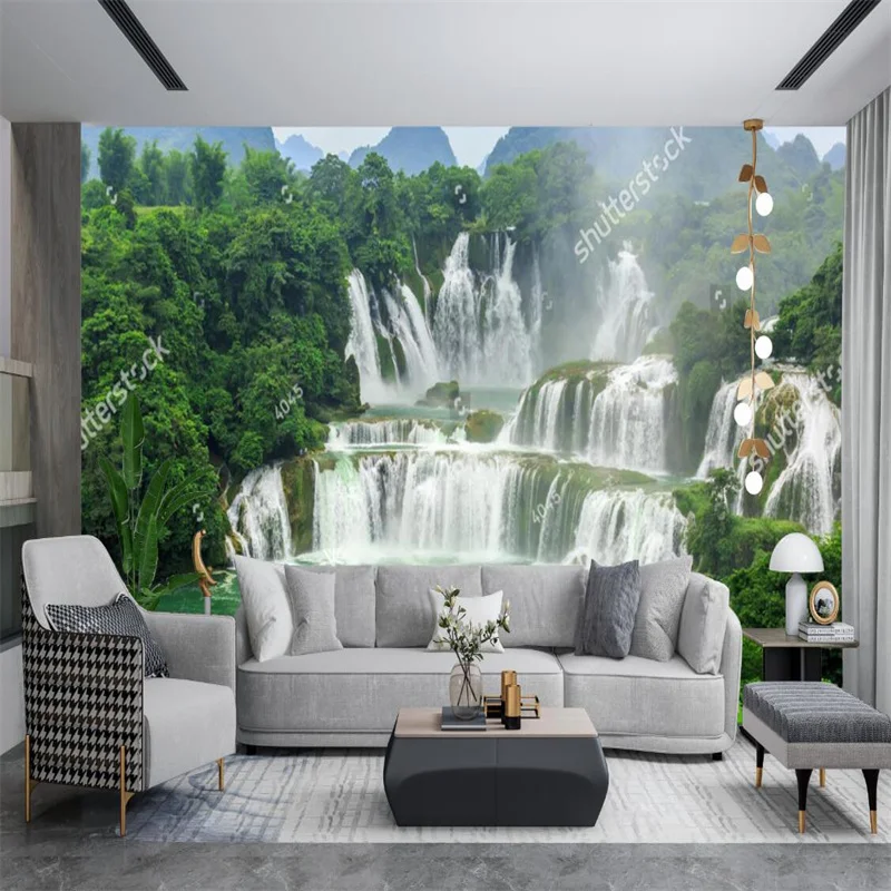 Фон на заказ для гостиной, телевизора, дивана, Настенный декор, фреска, природный пейзаж, водопад, лес, обои, бумажный декор, Papel De Parede 3d