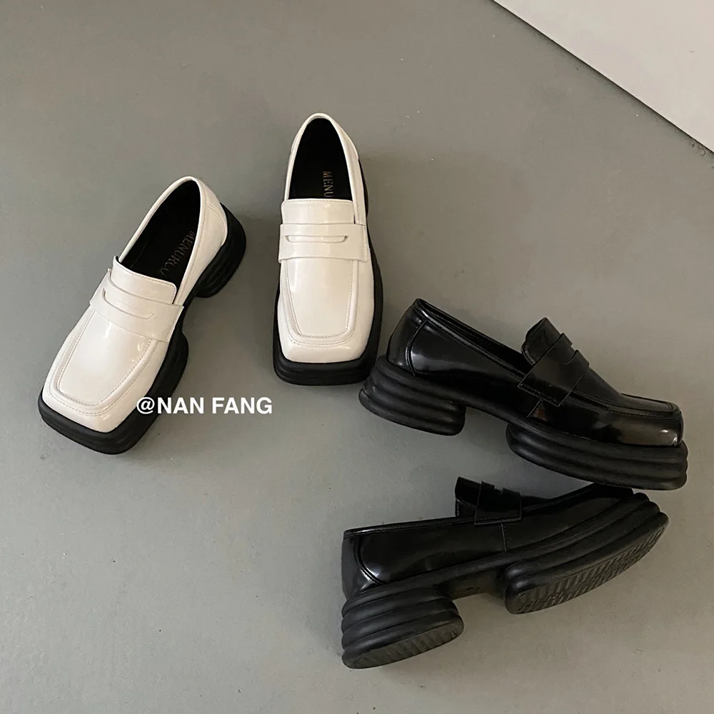 

Japanese Thick-soled Loafer Womenspring New Temperament Simple British Style Leather Shoe Retro College Style Casual Women Shoes