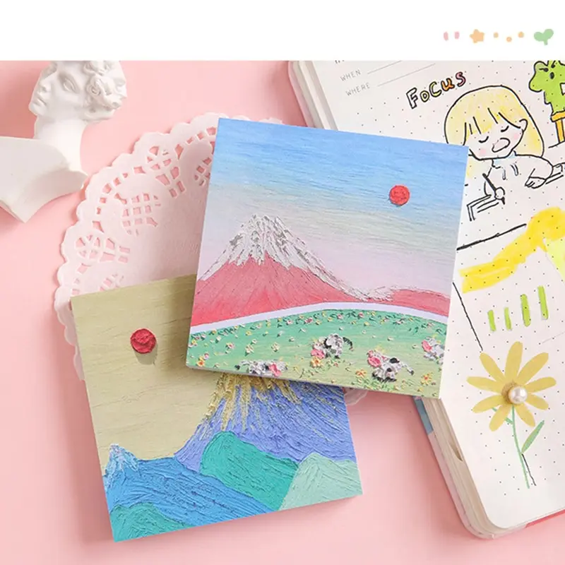 

80Sheets Oil painting landscape Writing Paper Sticky Memo Pad Message Notes Decorative Notepad PaperStationery Office Supplies