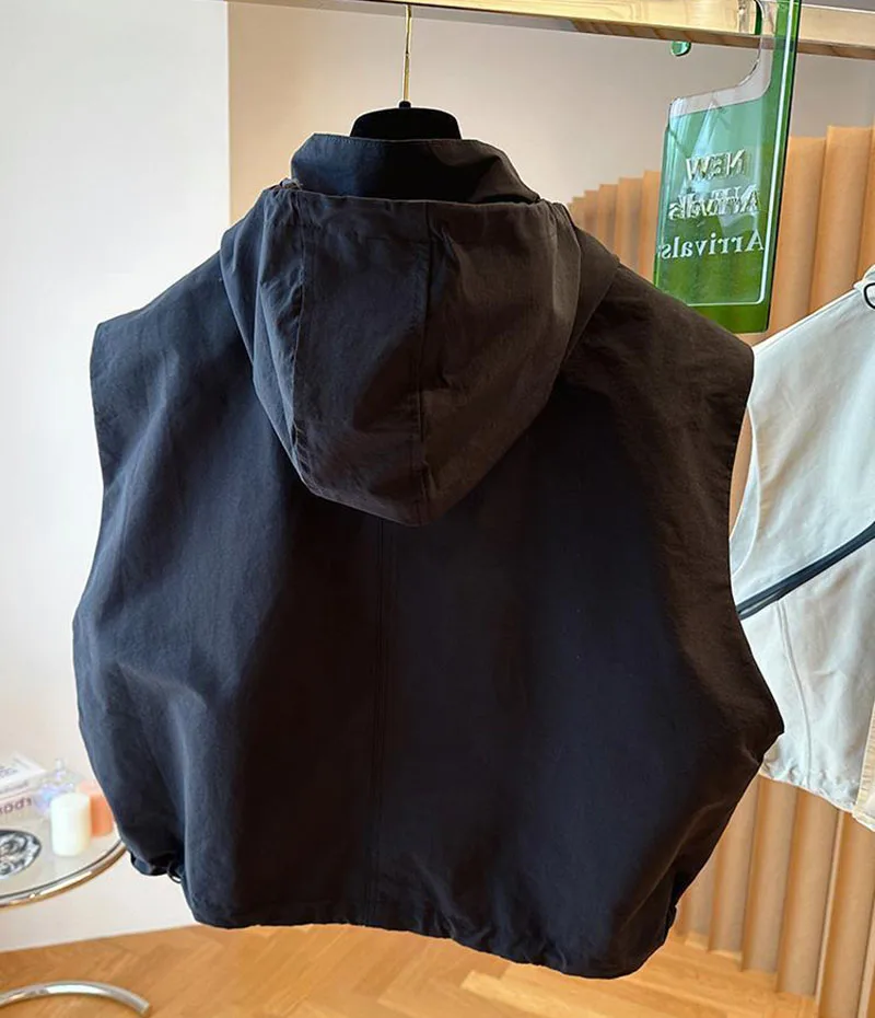 Женский жилет с капюшоном в Корейском стиле свободная куртка без рукавов