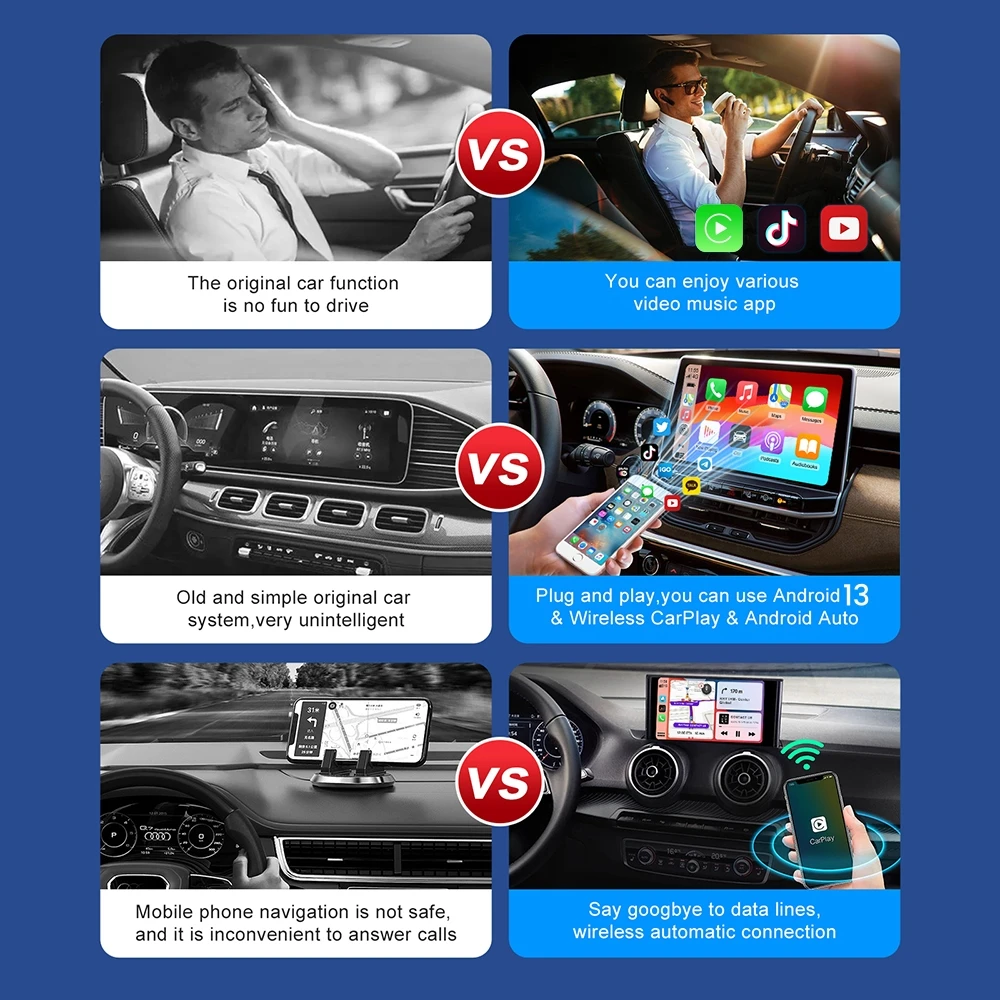 Android 13 Carplay AI Box Беспроводная Android Auto Smart TV Box для Youtube Netflix Toyota Mazda Hyundai Haval GMC Ford MG VW Kia (art.: 3920cabe78733) - 3920cabe78733