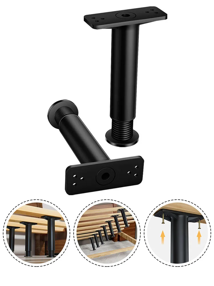 

1PC High Hard Plastic Steel Telescopic Bracket For Furniture Heighten Black High Quality Steel Telescopic Bed Beam Support Fixer