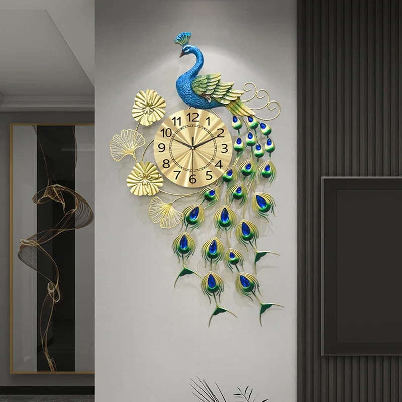 Роскошные настенные часы Peacock: Минималистичный скандинавский дизайн, бесшумные, эстетичные, большие, для ресторана и домашнего декора (art.: 3920dbdf670d8) - 3920dbdf670d8