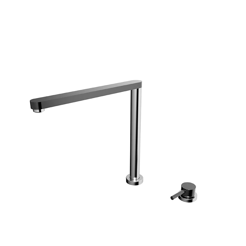 

Hot Sale Gun Grey Two Hole Foldable Spout Adjustable Height Hidden 2 Holes Kitchen Faucet