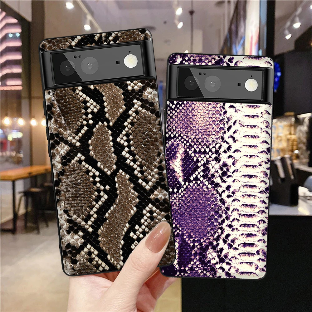 

Snake Skin Print Case for Google Pixel 7 7Pro 6a 6 6Pro 5 5a 5G 4XL 4 4a 2 2XL 3 3XL 3a 3aXL Soft TPU Back Shell Covers Coque