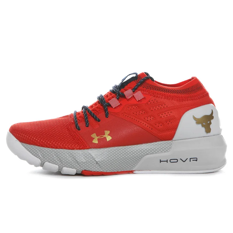 

Original 2022 UNDER ARMOUR Mens Running Training Shoes HOVR Project Rock 2 Bull Head Red Gold Color Sports Sneakers Size40-45