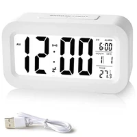 digital alarm clock rechargeable digital clock with smart light sensor date and temperature indicator